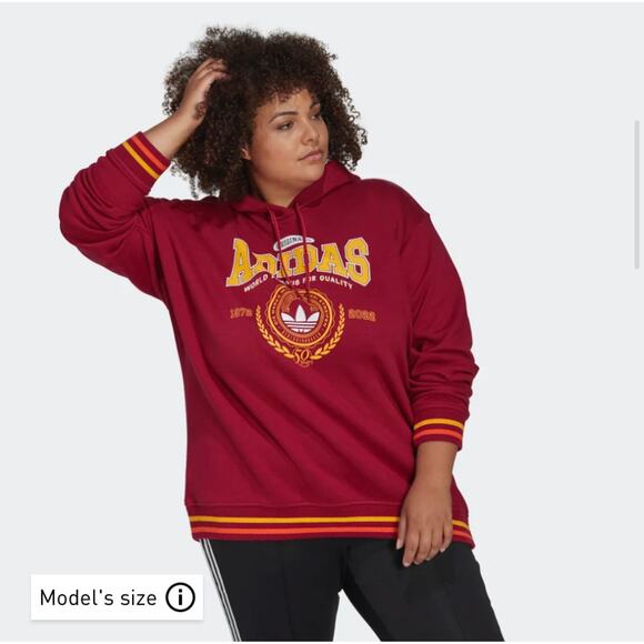 Adidas Womens Originals Legacy Burgundy Class of 72 Hoodie Sweatshirt PLUS 1X - Picture 3 of 11
